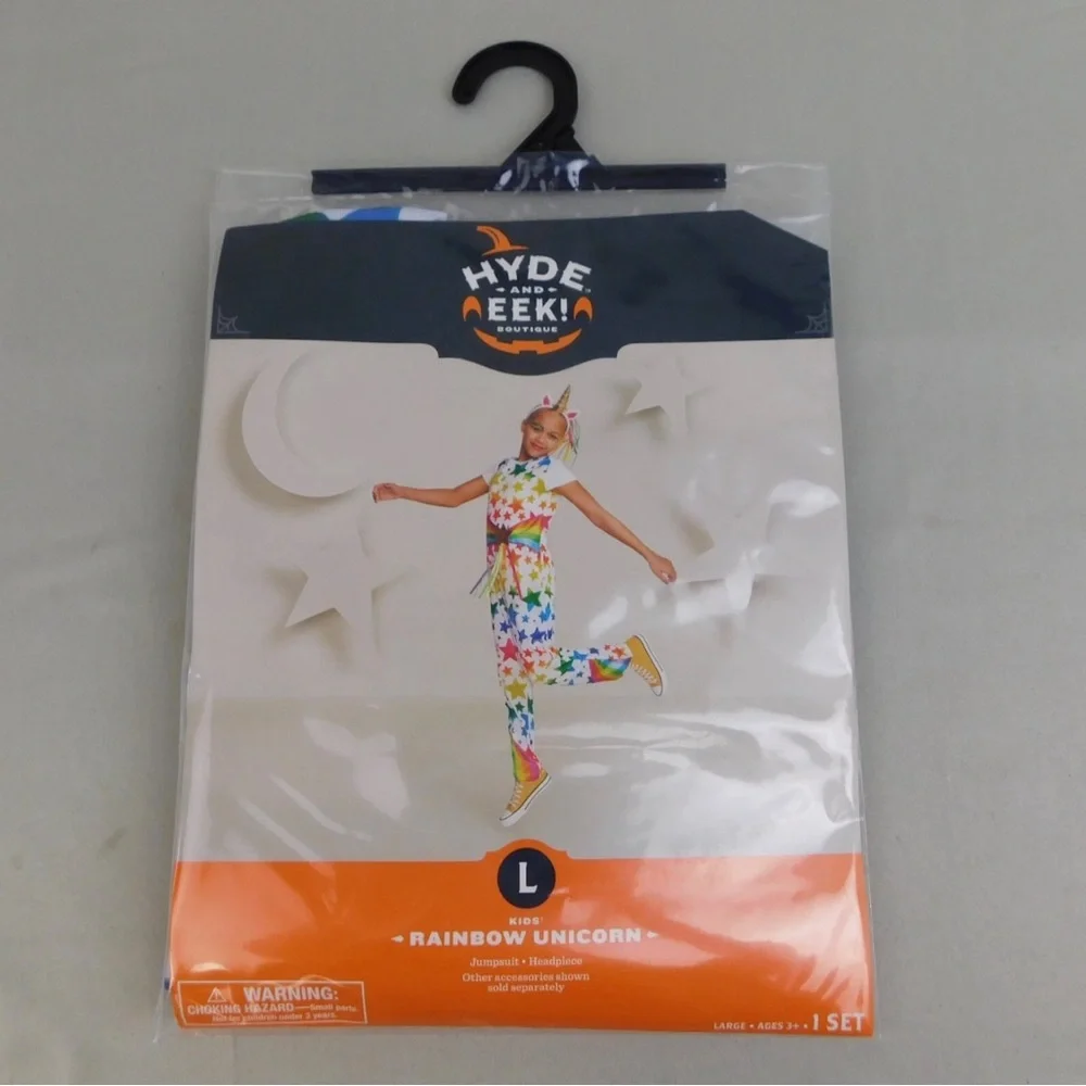 Kids Rainbow Stars Unicorn Costume Jumpsuit Headband 10-12 Large